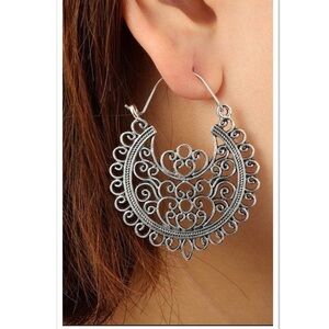 Bohemian mandala wire dangle earrings